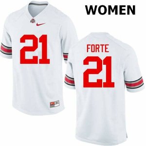 NCAA Ohio State Buckeyes Women's #21 Trevon Forte White Nike Football College Jersey YZG4545TG